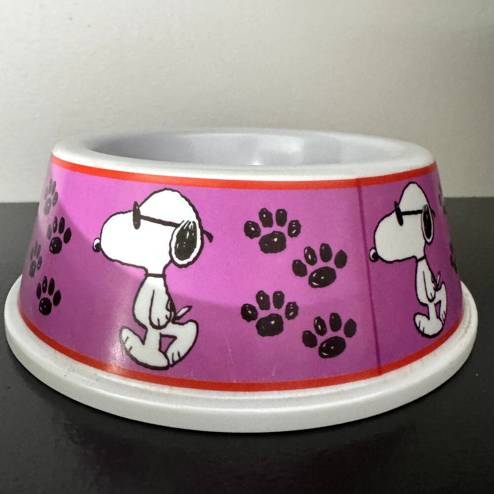 Peanuts Snoopy Dog Bowl Pink Plastic Pet Food Water Dish Small Cartoon - Picture 3 of 4